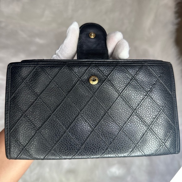 💯 Authentic CHANEL Caviar Stitched French Wallet Black - Picture 4 of 15